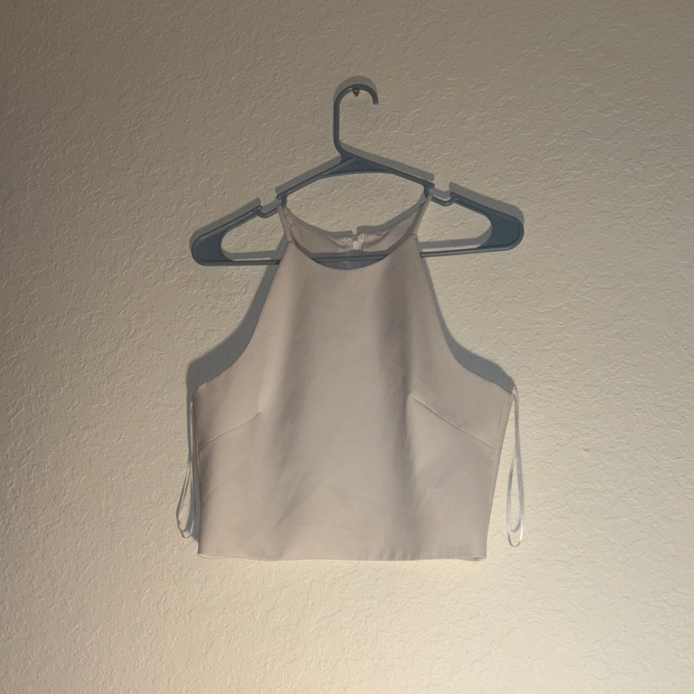 Badgley Mischka Cream Halter Tank Top